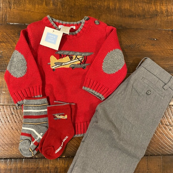 Baby’s Janie and Jack sweater, pants and socks - Picture 2 of 5